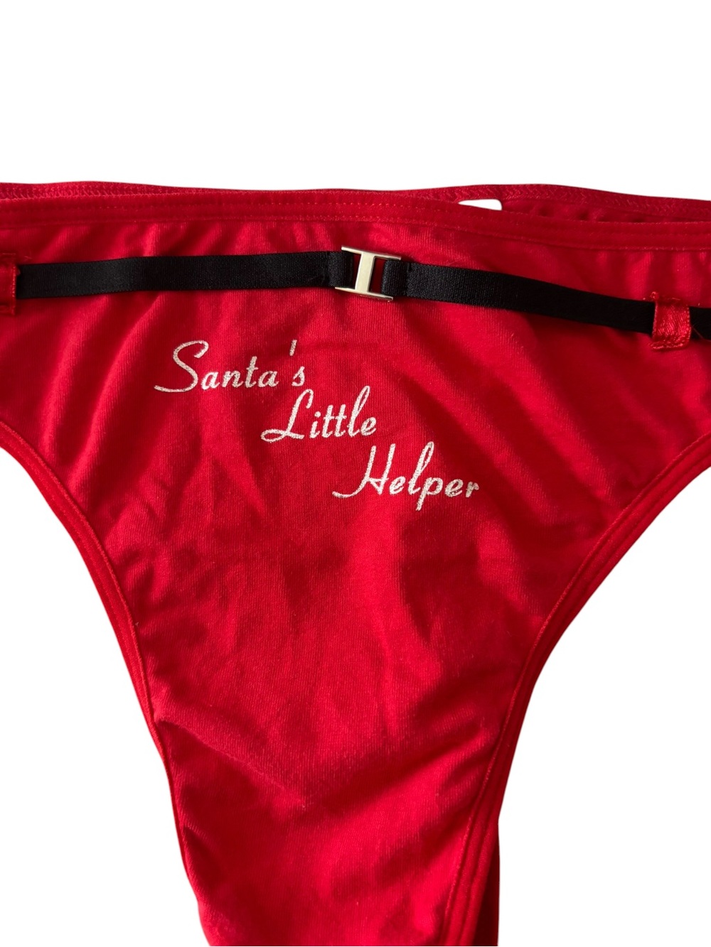 Vintage Y2K St Eve Santa’s Little Helper Red Thong Panty XL